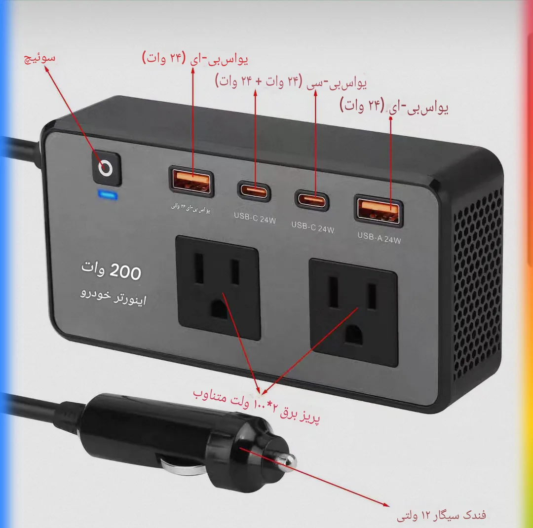 اینورتر خودرو فکسیت مدل 200W SB200