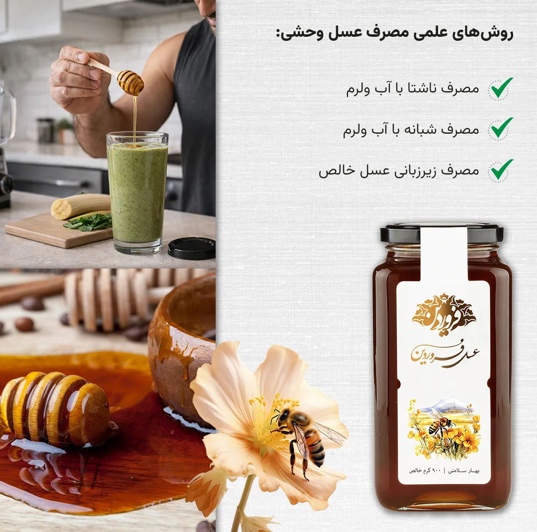 عسل طبیعی وحشی کوهی فروردین - 900 گرم