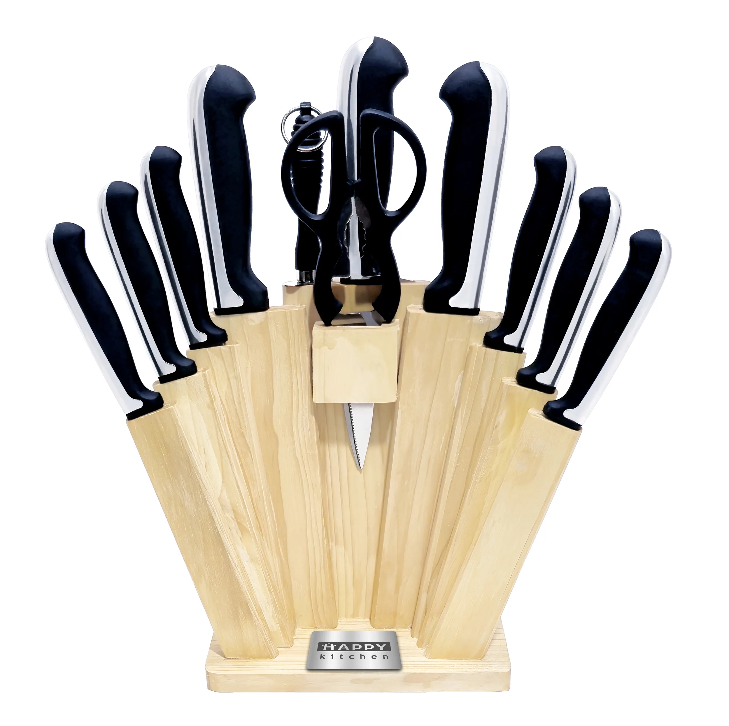 سرویس چاقو 11 پارچه با تیغه استیل و با دسته استیل و باکالیت هپی کیچن مدل Stone Knife 11