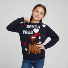 پلیور یقه گرد دخترانه پیپرتس مدل SANTA PAWS