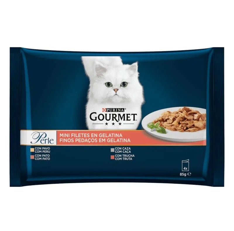 پوچ گربه گورمت مدل Perle Fine Cuts in Jelly Multipack وزن 85 گرم بسته 4 عددی