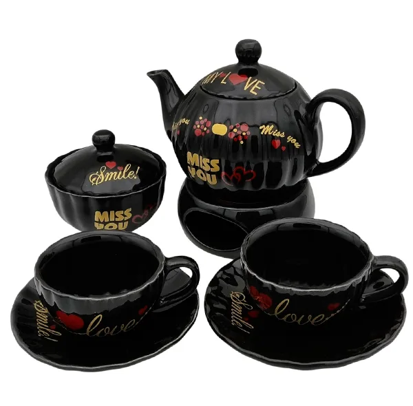 سرویس چای خوری 9 پارچه مناسب برای 2 نفره مدل صدفی کد 2411P9xmiss