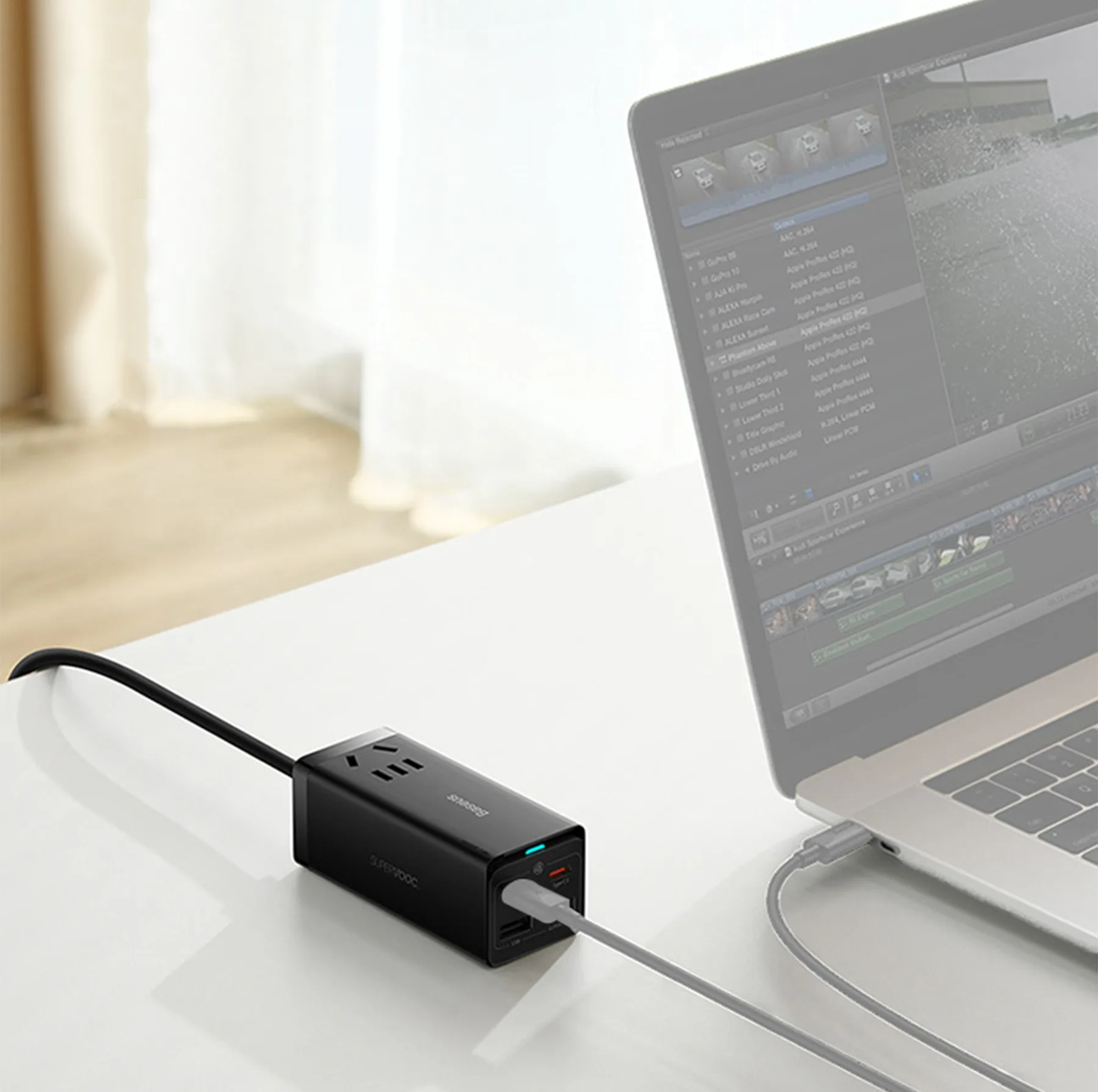 شارژر رومیزی باسئوس مدل Power Combo 65W به همراه کابل USB-C