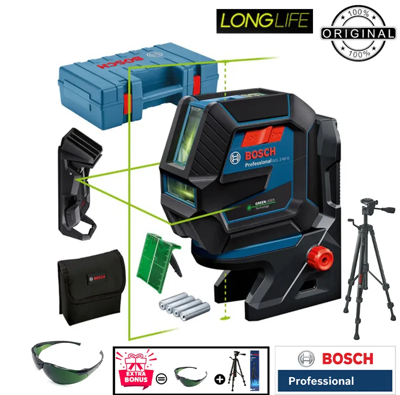تراز لیزری بوش مدل فوق هوشمند GCL 2-50 G BOX + RM10 + BT150