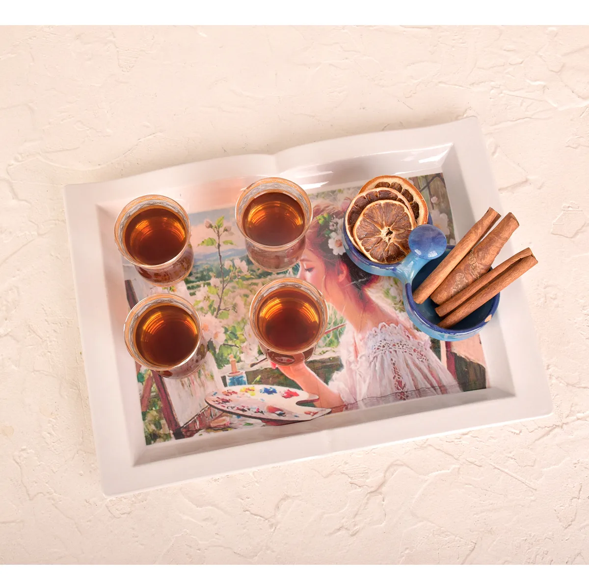سینی مدل الگانت کوچک نقاش سایز 22×31 سانتی متر