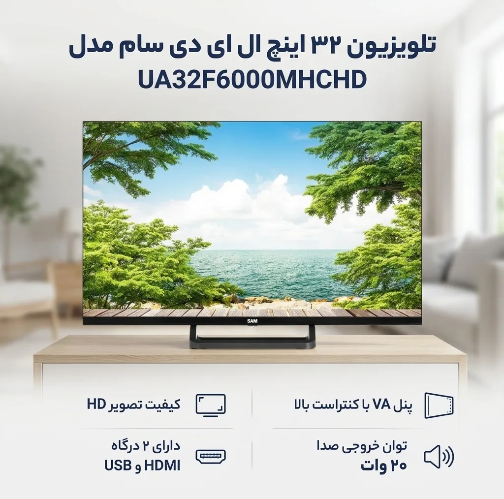 تلویزیون 32 اینچ ال ای دی سام مدل UA32F6000MHCHD