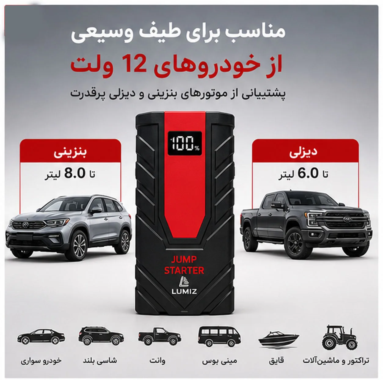 جامپ استارتر و پاوربانک لومیز مدل K02