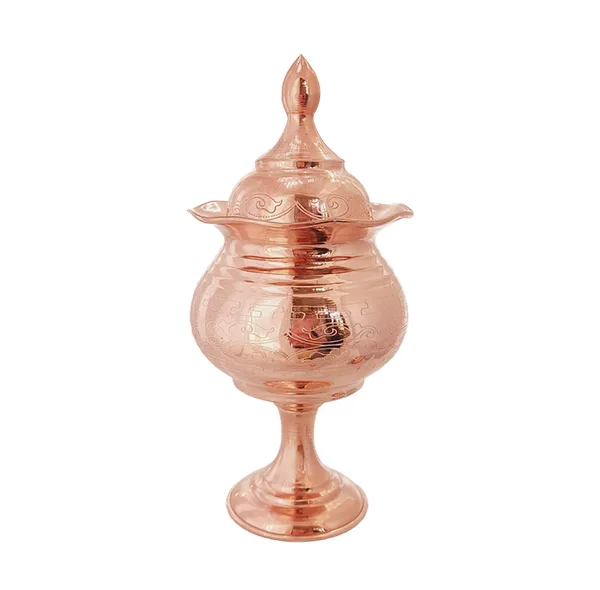 قندان مسی مدل لب چین لیزری پایه دار کد ZH332.1