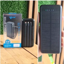 پاوربانک خورشیدی بی سیم 22.5وات وی لاو مدل V28 ظرفیت 30000میلی آمپر ساعت به هراه سه عدد کابل usb-c / لایتنینگ /MicroUSB