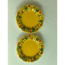 بشقاب میناکاری مدل نقش برجسته طرح لب کنگره ای کد 139 بسته 6 عددی