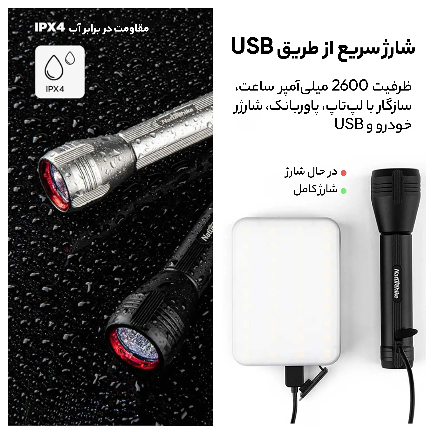 چراغ قوه نیچرهایک مدل Senter Waterproof کد NH20ZM010