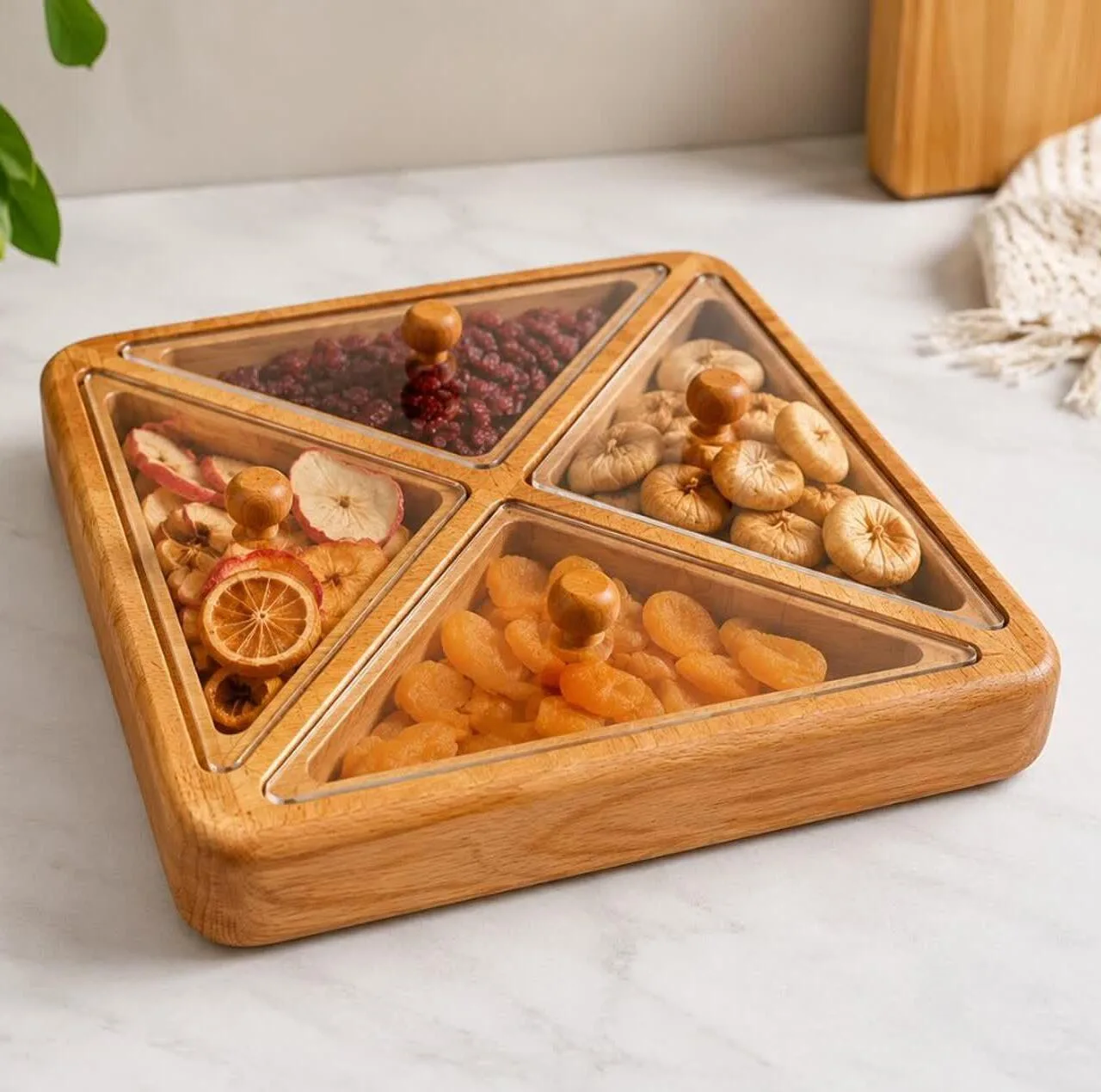 اردوخوری نیوهوم مدل مربع 4 خانه چوبی کد 1009