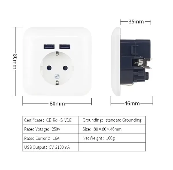 پریز برق مدل شارژر دار USB تارا مجموعه 4 عددی