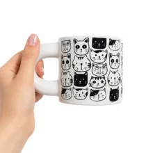 ماگ مدل سرامیکی دسته دوناتی cat soosoo09 طرح گربه