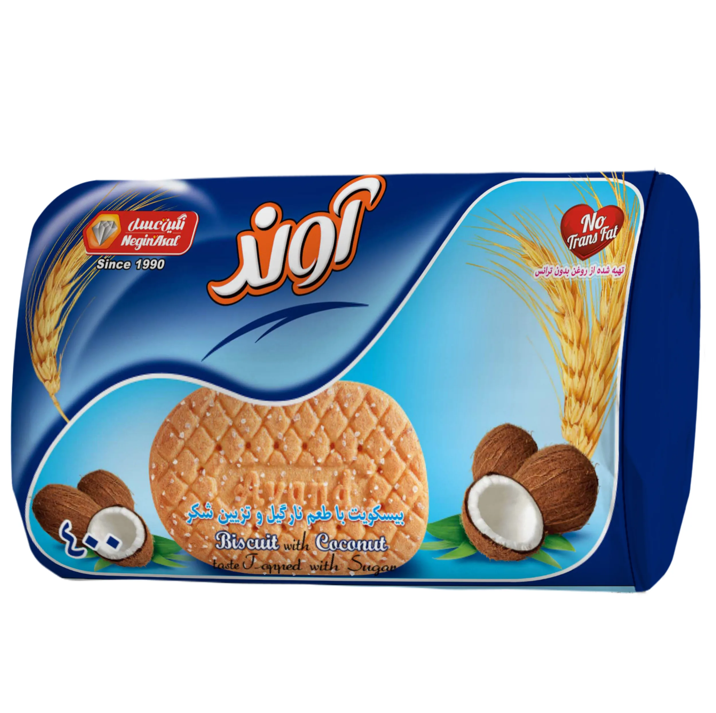 بیسکویت 400 آوند با طعم نارگیل و تزیین شکر - 360 گرم