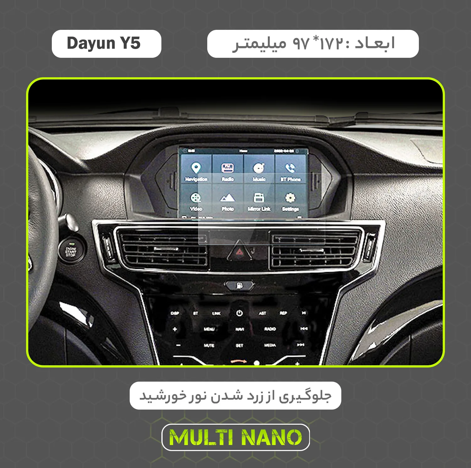 محافظ صفحه نمایش خودرو مولتی نانو مدل X-S2N مناسب برای ایلیا Dayun Y5 بسته دو عددی