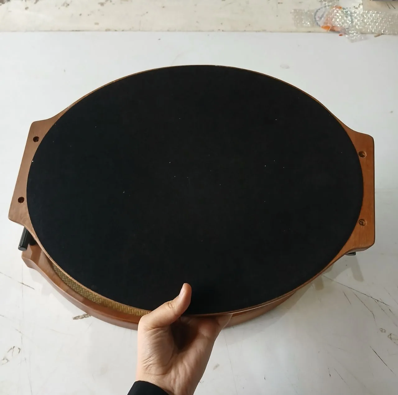 سینی دسته دار مدل حصیری کد TP069 سایز 43×34 سانتی متر مجموعه دو عددی