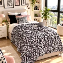 پتو مسافرتی 1 نفره مدل پلنگی ریز سایز 160×220 سانتی‌متر