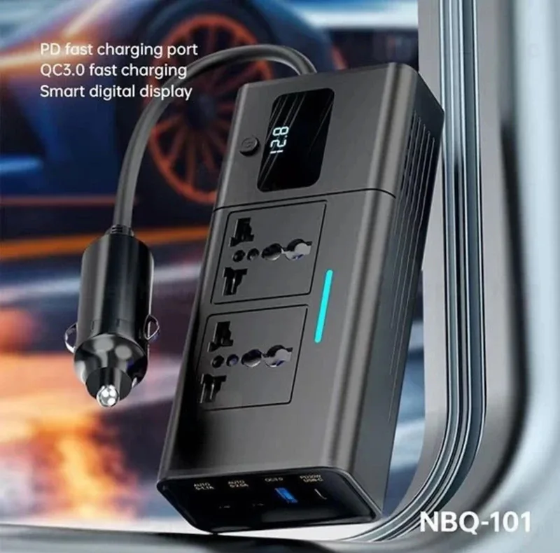 شارژر فندکی و اینورتر برق خودرو بیوا مدل NBQ 101