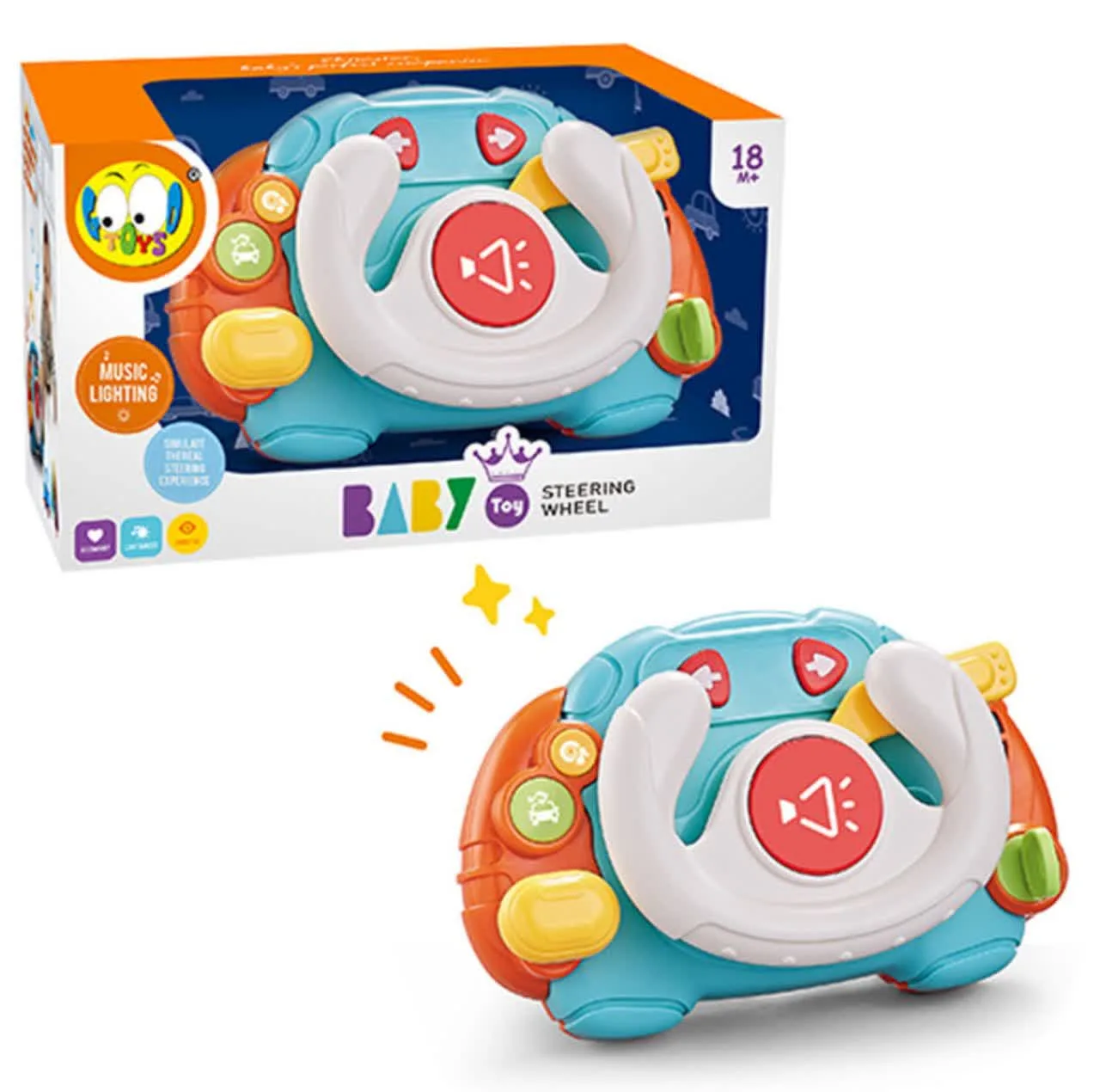 اسباب بازی ناب سل مدل فرمان موزیکال چراغدار بامزه کد BABY TOY STEERING WHEEL همراه با صدای استارت ماشین