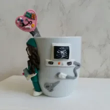 ماگ سرامیکی مدل دختر عروسکی L850 به همراه قاشق