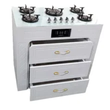 اجاق‌ گاز 5 شعله هاکان مدل صفحه شیشه ولوم بالا سه کشو1230