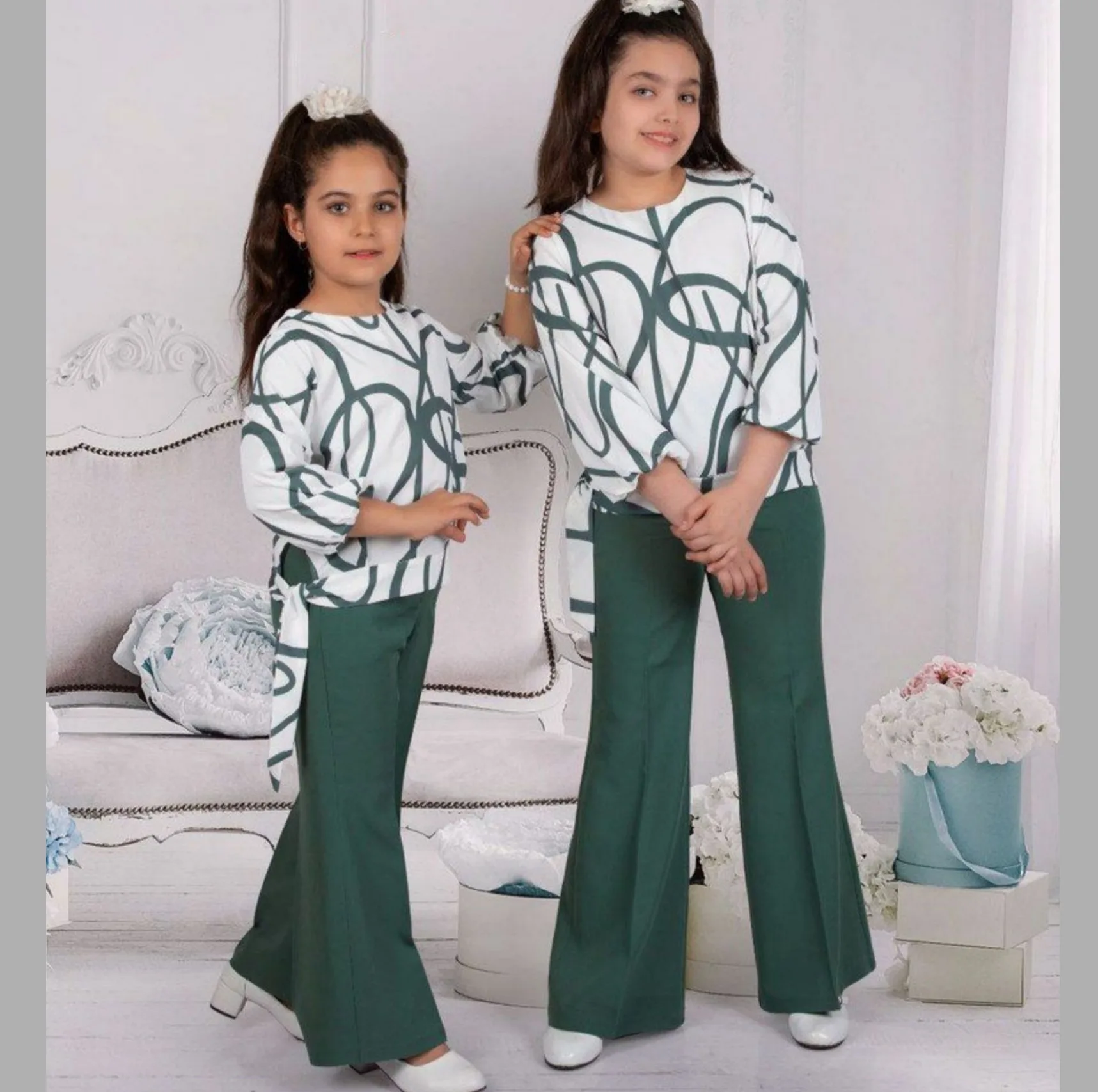 ست بلوز و شلوار دخترانه مدل بغل گره