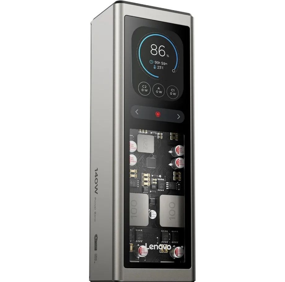 پاوربانک ۱۴۰ وات لنوو مدل ThinkPlus Fluxo SLPB20140 ظرفیت ۲۰ هزار میلی‌آمپرساعت به همراه ۱ عدد کابل USB-C