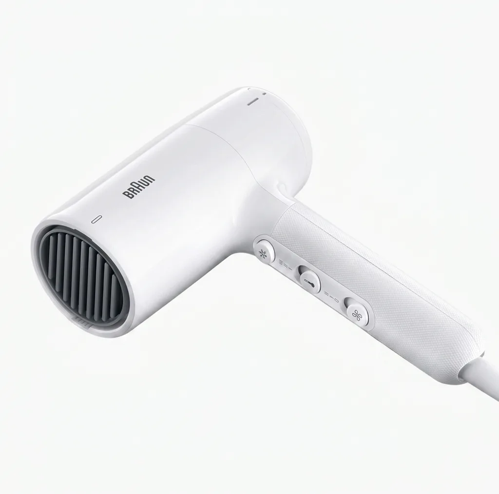 سشوار خانگی براون مدل HD226SDE مناسب استفاده حرفهای و آرایشگاهی با توان 2200 وات، موتور DC، فناوری تولید یون، تنظیم دما و سرعت در 3 حالت، باد سرد و سری کاهش وز مو