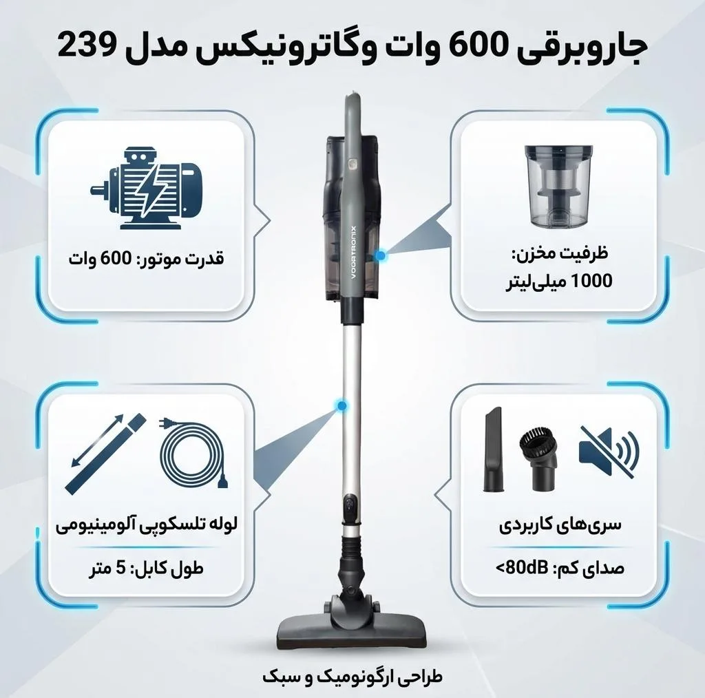 جاروبرقی 600 وات وگاترونیکس مدل 239