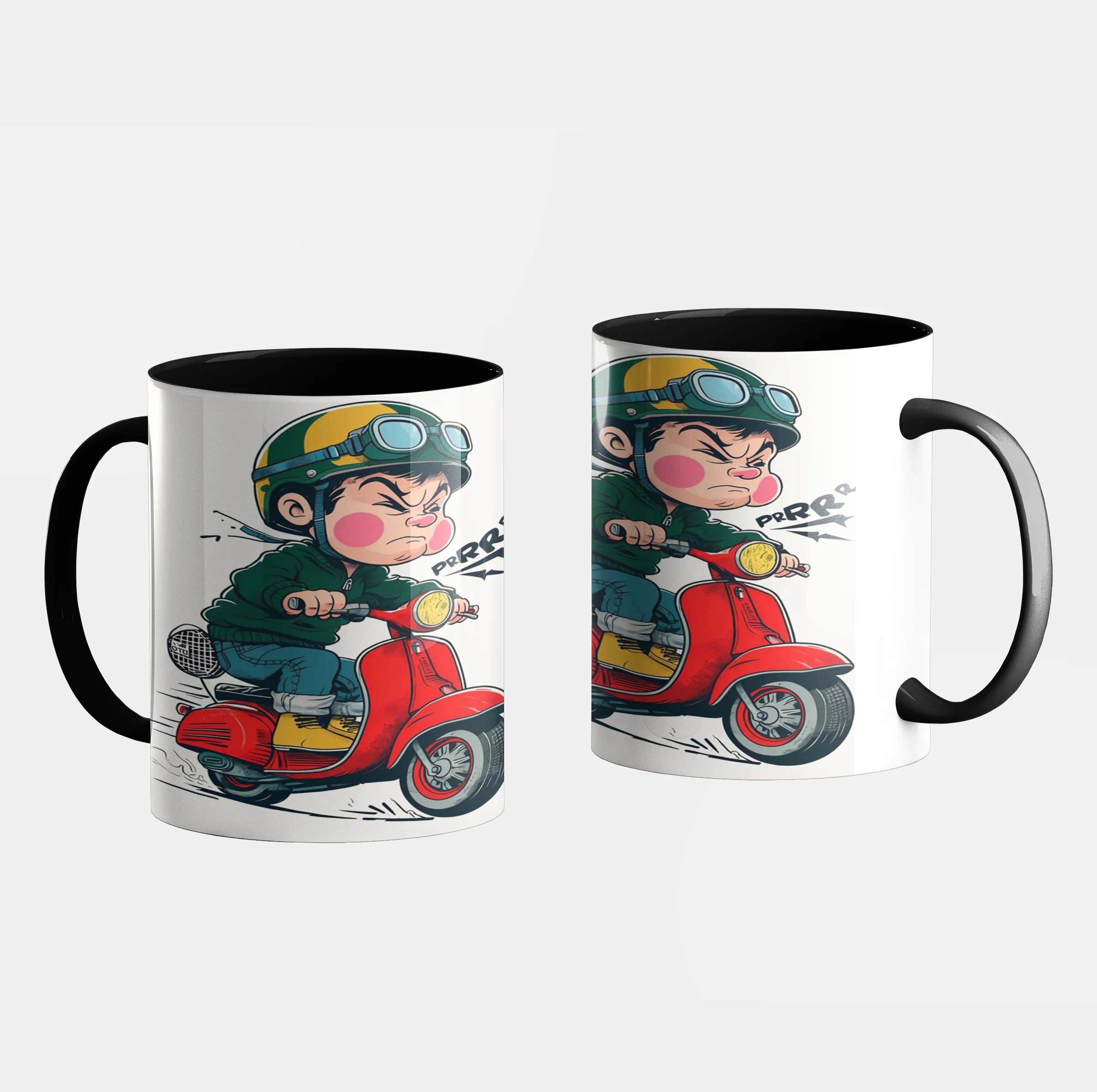ست ماگ سرامیکی به همراه زیر لیوانی و پد ماوس مدل موتور سوار کد 213