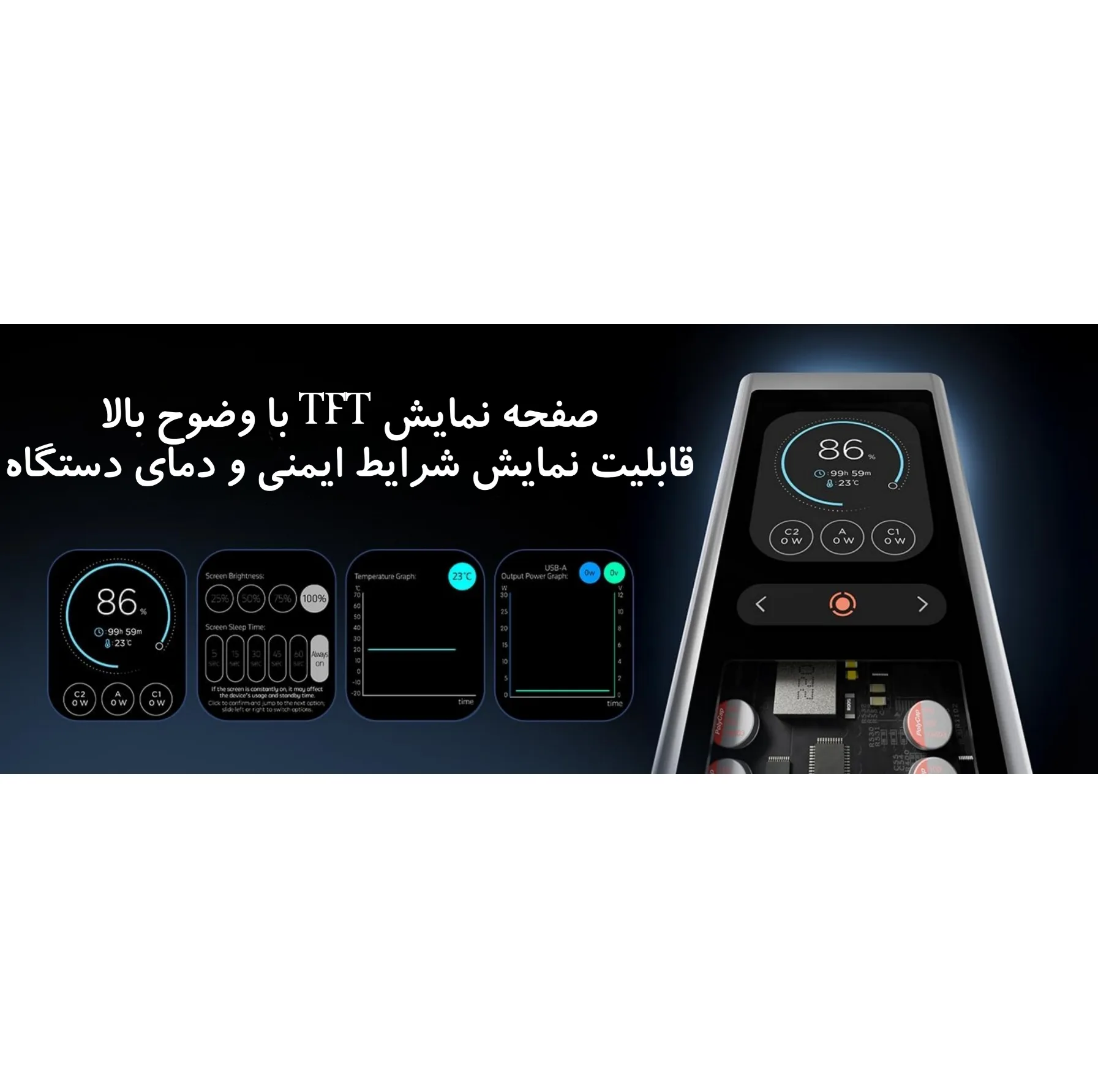 پاوربانک ۱۴۰ وات لنوو مدل ThinkPlus Fluxo SLPB20140 ظرفیت ۲۰ هزار میلیآمپرساعت به همراه ۱ عدد کابل USB-C