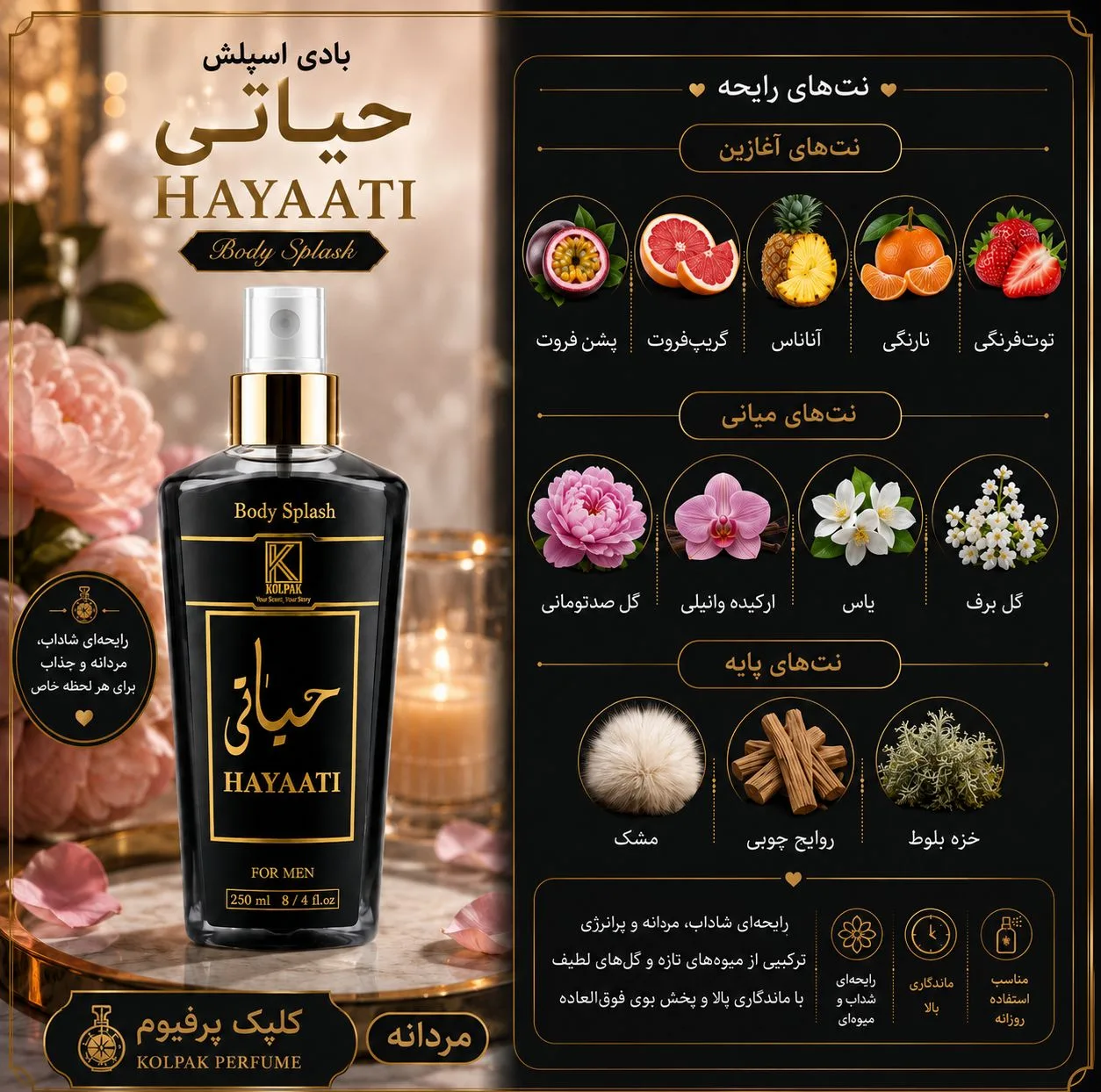 بادی اسپلش مردانه کلپک مدل حیاتی حجم 250 میلیلیتر