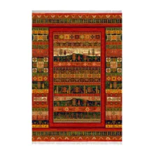 فرش ماشینی تراکم 1000 شانه زانیس مدل زیگلر نوستالژی زمینه قرمز حاشیه سبز