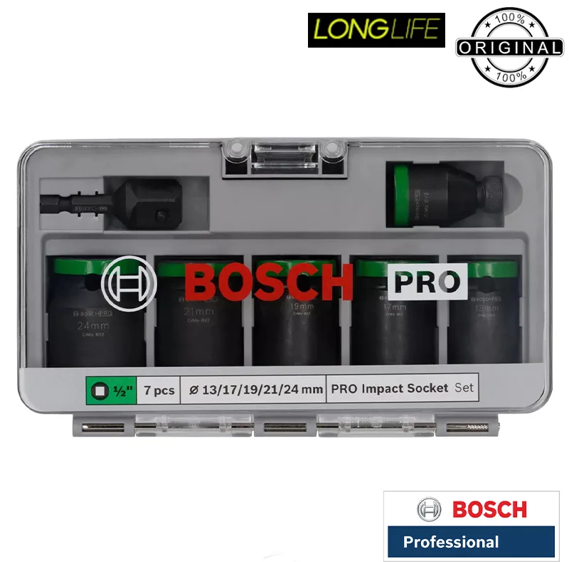 آچار بکس فشار قوی بوش مدل 1/2 Impact Pro مجموعه 7 عددی