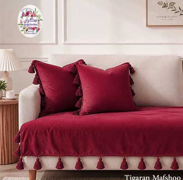 کوسن تیگران مفشوو مدل BIGMNL سایز 38×38 سانتی متر مجموعه 2 عددی به همراه شال مبل