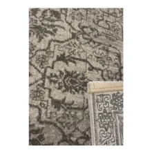 فرش ماشینی 320 شانه فرش ساوین زمینه نقره‌ای حاشیه مشکی مدل 4123