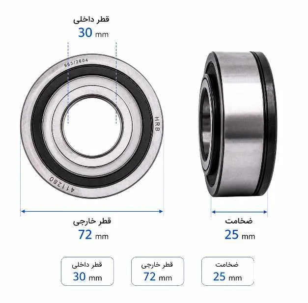 بلبرینگ چرخ عقب اچ ار بی مدل 411280 قطر 25 میلی متر مناسب برای پیکان
