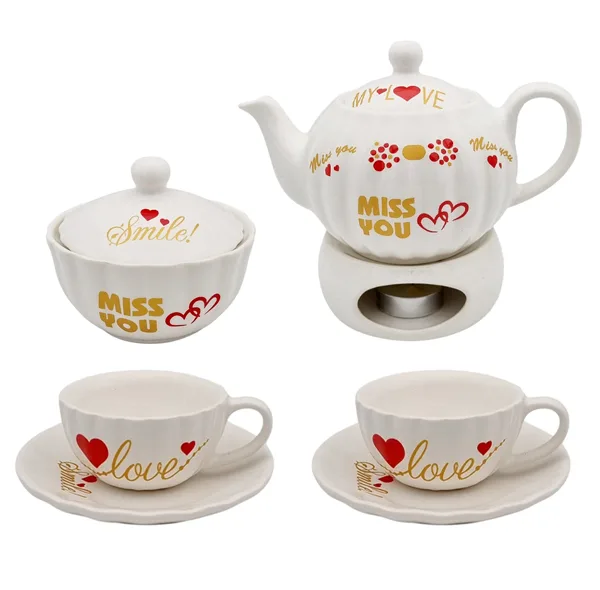 سرویس چای خوری 9 پارچه مناسب برای 2 نفره مدل صدفی کد 2411P9xmiss
