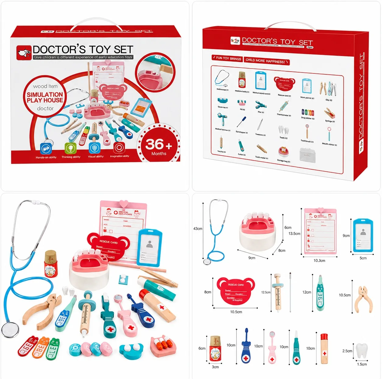 ست اسباب بازی تجهیزات پزشکی مدل Wooden Dentist Kit