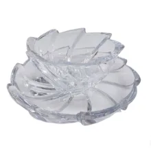 ظرف پیش‌دستی و پیاله ساکورا مدل الینور مجموعه 12 عددی شفاف مناسب پذیرایی میوه و شیرینی 18 سانتی‌متر