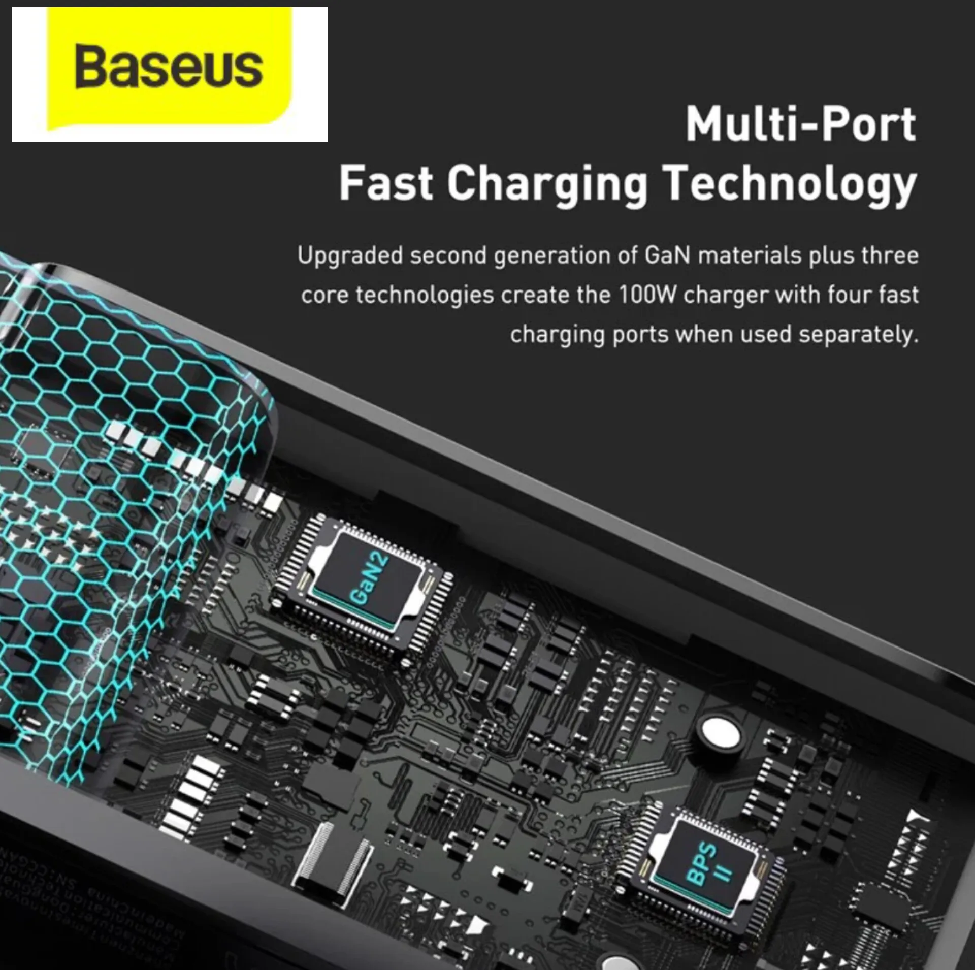 شارژر دیواری 100 وات 4 پورت بیسوس مدل GaN2 Pro به همراه کابل USB-C