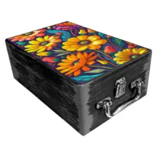 جعبه هدیه چوبی مدل چمدان طرح بهاری کد WS772