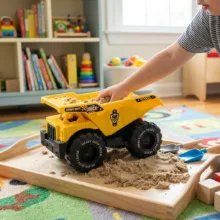ماشین بازی کامیون غیرکنترلی با طرح ماشین‌های راهسازی، مدل HDT-Dumper، بدنه پلاستیکی و 4 چرخ پلاستیکی