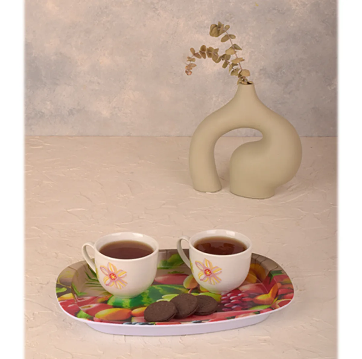 سینی دسته دار مهروز مدل 6652 میوه سایز 21×32 سانتی متر