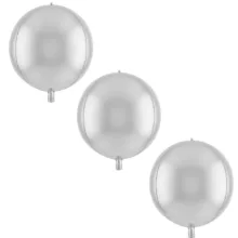 بادکنک فویلی مدل اوربز کد KP-10in-Silver بسته 3 عددی