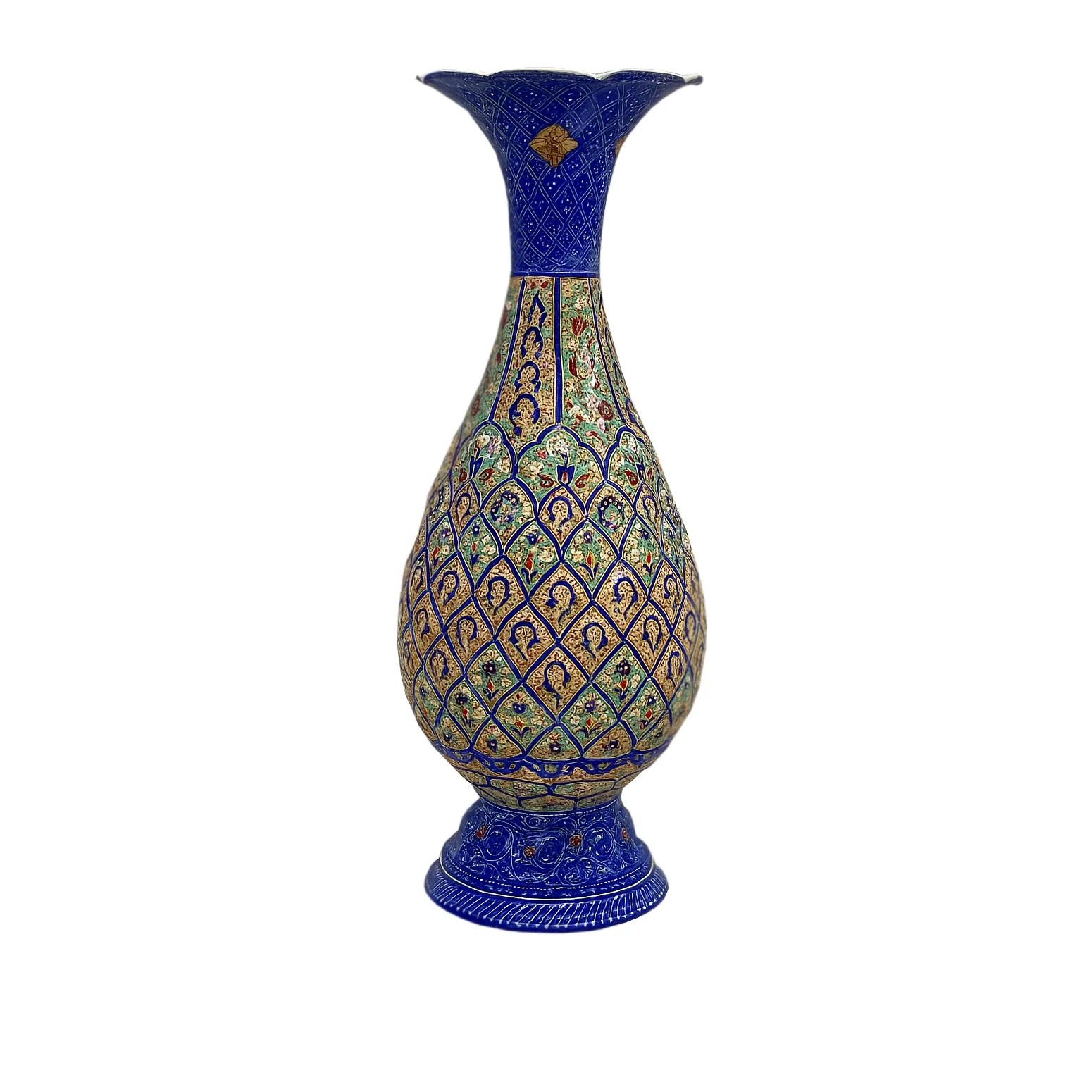 گلدان میناکاری اسماعیلی مدل خمره ای نقش برجسته کد 841159-5