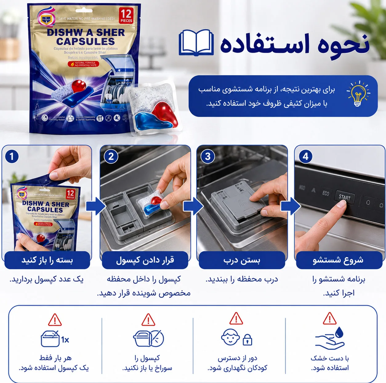 قرص ماشین ظرفشویی فرانک مدل E-328 بسته 12 عددی