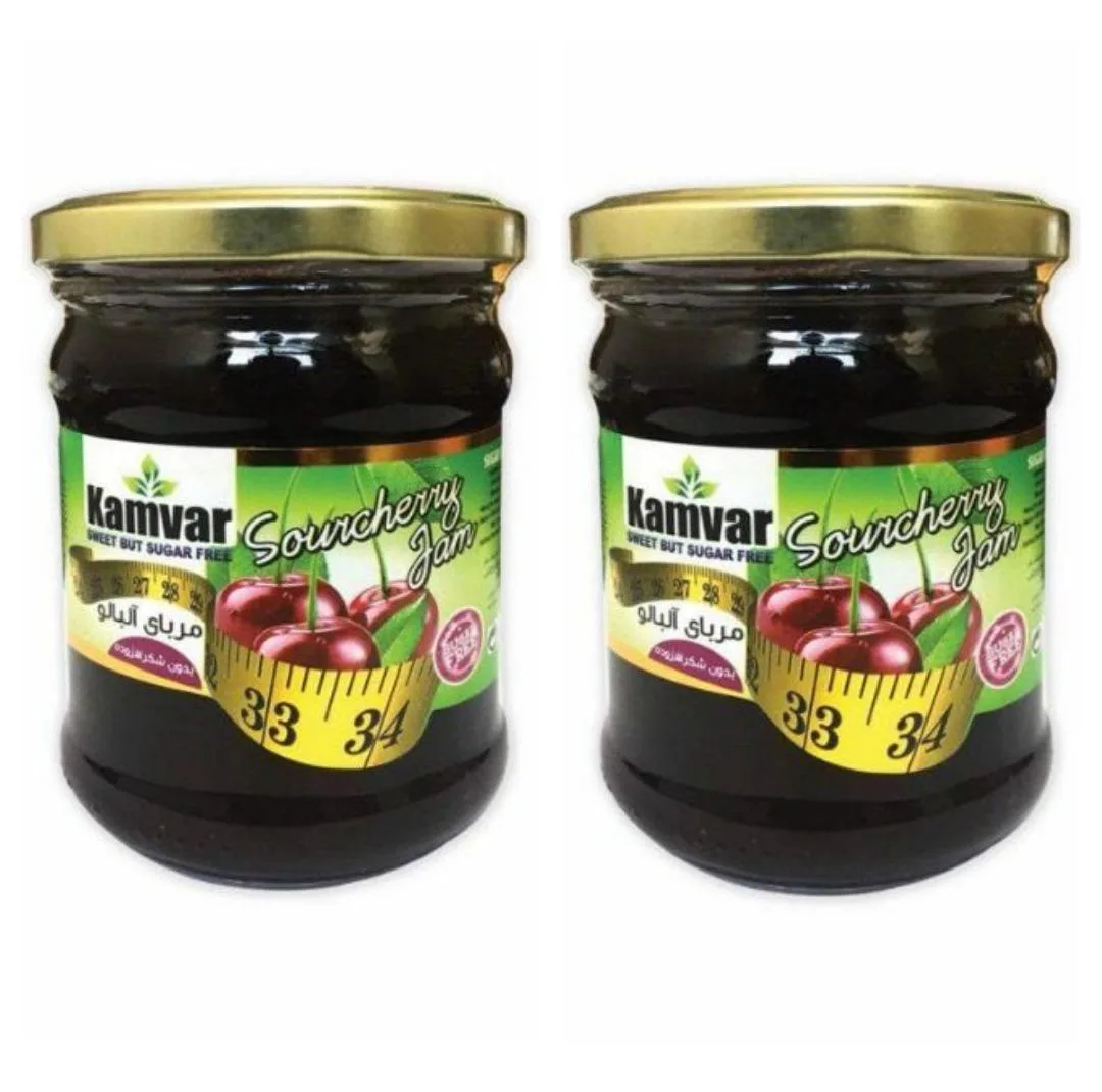 مربا آلبالو رژیمی بدون شکر کامور - 280 گرم بسته 2 عددی