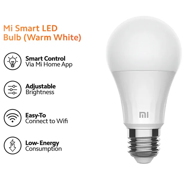 لامپ کم مصرف 8 وات شیائومی مدل warm light 8w پایه E27